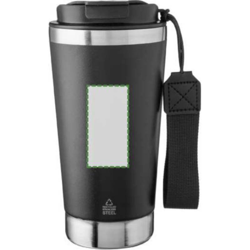 Recyklovaný nerezový dvojplášťový hrnček na pitie 500 ml Kayla, čierna Recyklovaný nerezový dvojplášťový hrnček na pitie 500 ml Kayla, čierna