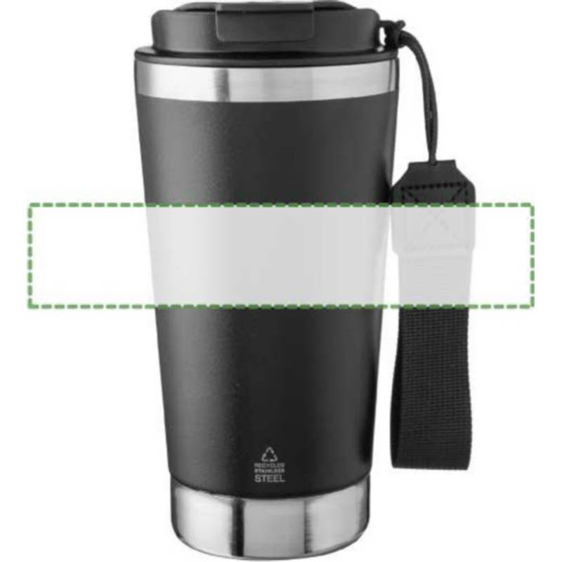 Recyklovaný nerezový dvojplášťový hrnček na pitie 500 ml Kayla, čierna Recyklovaný nerezový dvojplášťový hrnček na pitie 500 ml Kayla, čierna