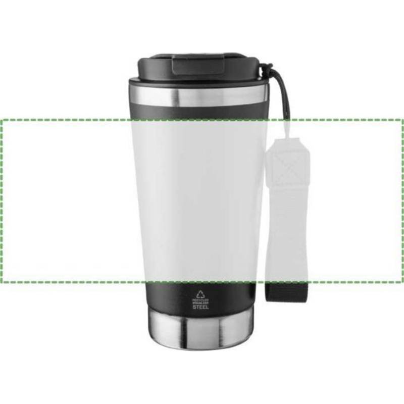 Recyklovaný nerezový dvojplášťový hrnček na pitie 500 ml Kayla, čierna Recyklovaný nerezový dvojplášťový hrnček na pitie 500 ml Kayla, čierna