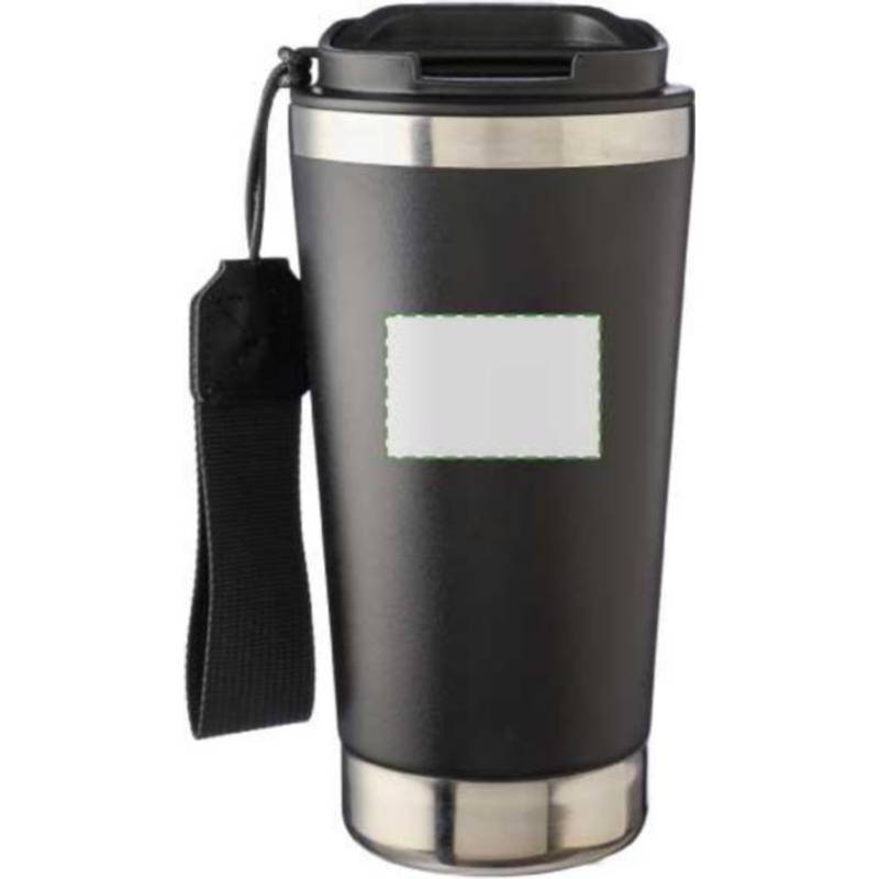 Recyklovaný nerezový dvojplášťový hrnček na pitie 500 ml Kayla, čierna Recyklovaný nerezový dvojplášťový hrnček na pitie 500 ml Kayla, čierna