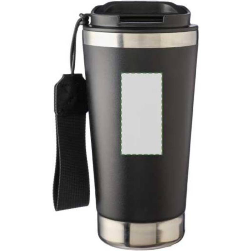 Recyklovaný nerezový dvojplášťový hrnček na pitie 500 ml Kayla, čierna Recyklovaný nerezový dvojplášťový hrnček na pitie 500 ml Kayla, čierna