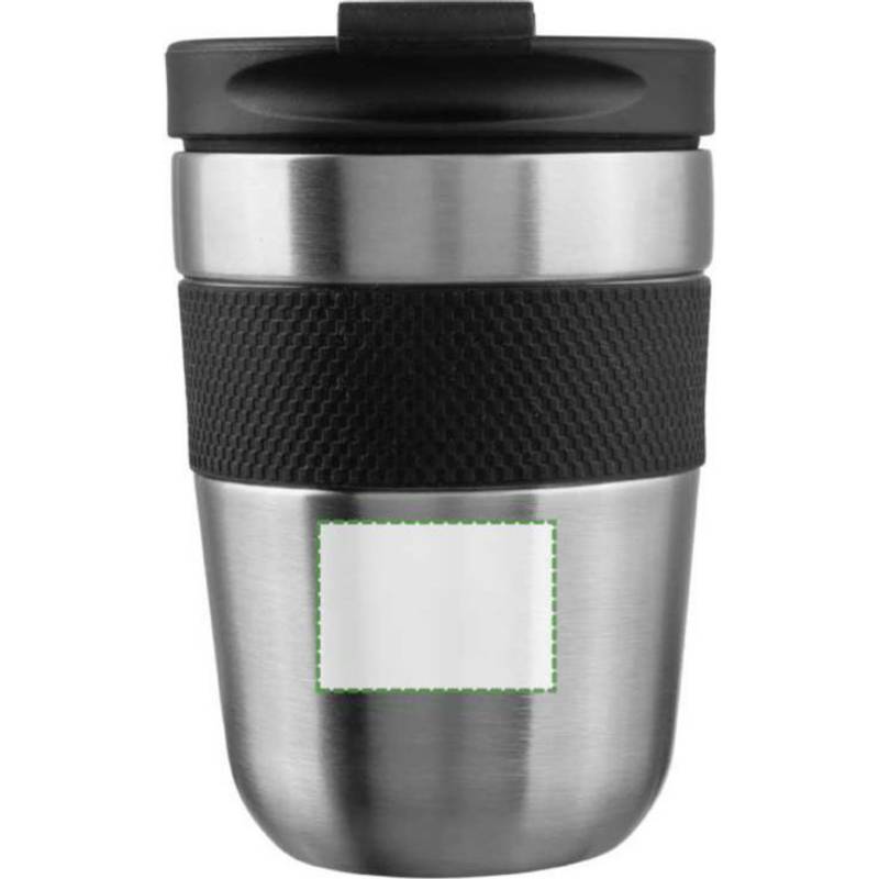 Nerezový dvojstenný hrnček na pitie Keith 300 ml, čierna - sivá strieborná Nerezový dvojstenný hrnček na pitie Keith 300 ml, čierna - sivá strieborná