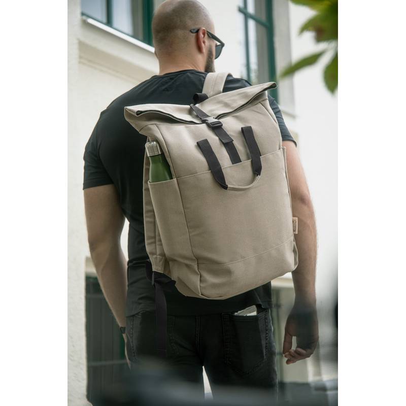 Rebyss Roll batoh z recyklovaného plátna, hnedá natural Rebyss Roll batoh z recyklovaného plátna, hnedá natural