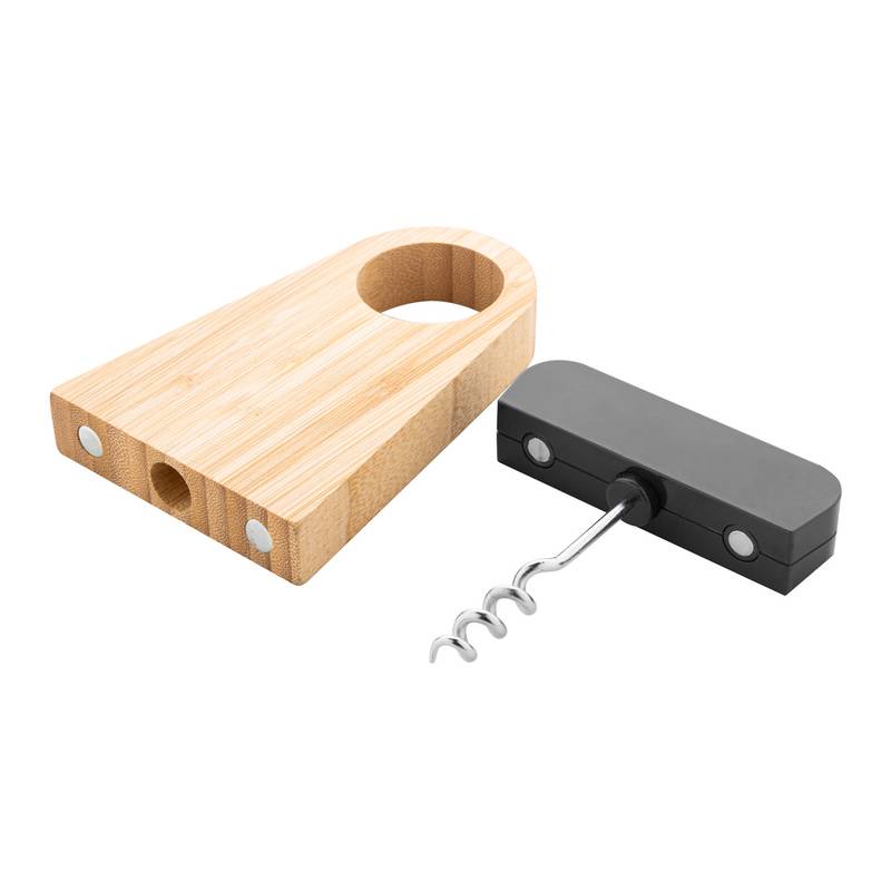 Kyoho vývrtka s držákem na láhev, hnědá přírodní Kyoho vývrtka s držákem na láhev, hnědá přírodní