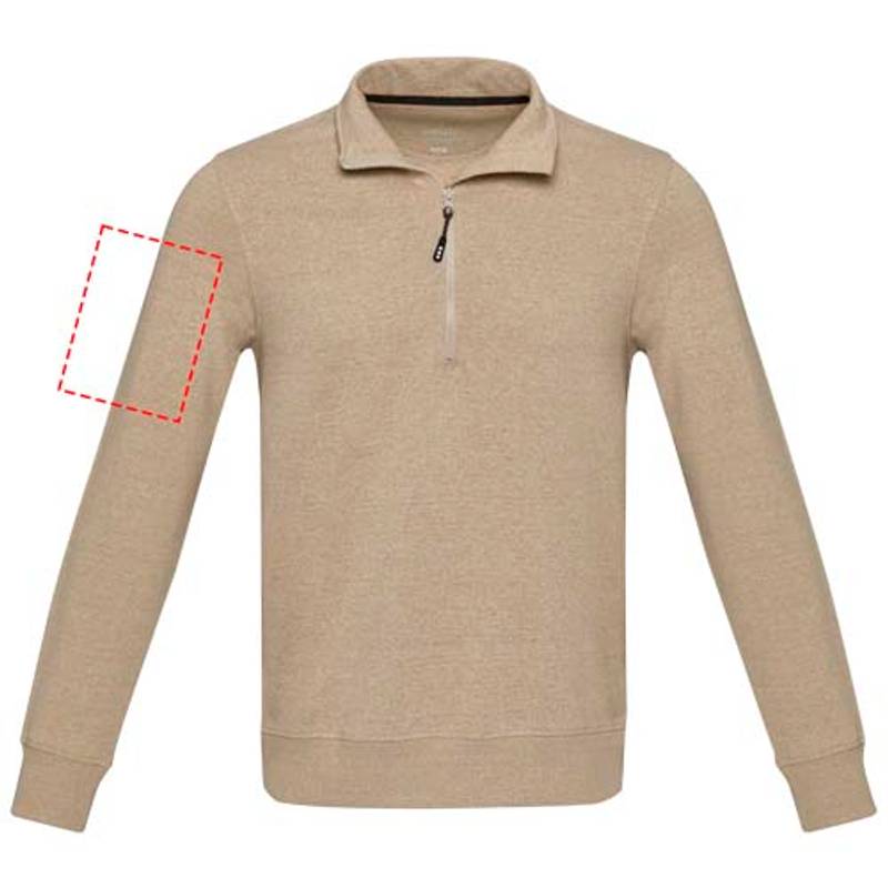 Unisex recyklovaný sveter Aware™ na štvrť zips Tin, hnedá Oatmeal, XS Unisex recyklovaný sveter Aware™ na štvrť zips Tin, hnedá Oatmeal, XS