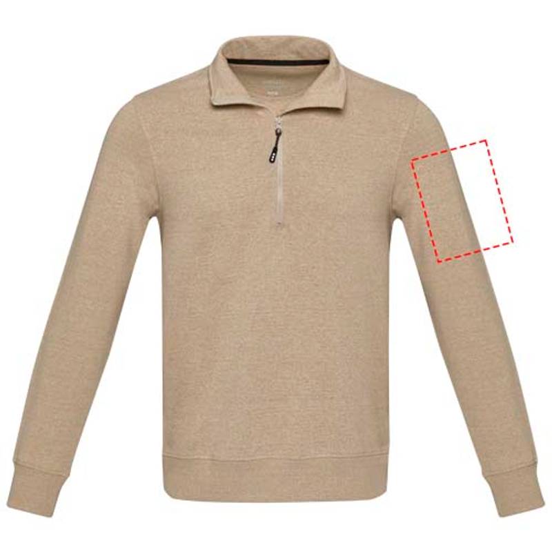 Unisex recyklovaný sveter Aware™ na štvrť zips Tin, hnedá Oatmeal, XS Unisex recyklovaný sveter Aware™ na štvrť zips Tin, hnedá Oatmeal, XS