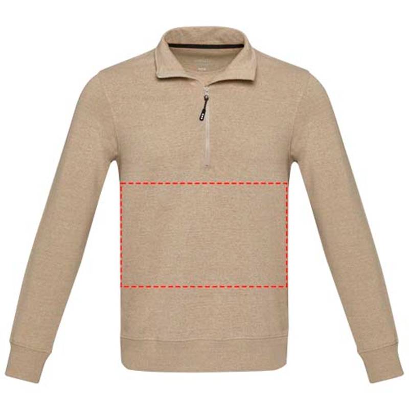 Unisex recyklovaný sveter Aware™ na štvrť zips Tin, hnedá Oatmeal, XS Unisex recyklovaný sveter Aware™ na štvrť zips Tin, hnedá Oatmeal, XS