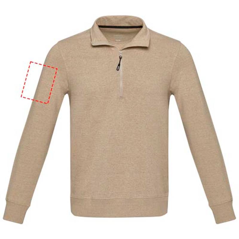 Unisex recyklovaný sveter Aware™ na štvrť zips Tin, hnedá Oatmeal, XS Unisex recyklovaný sveter Aware™ na štvrť zips Tin, hnedá Oatmeal, XS