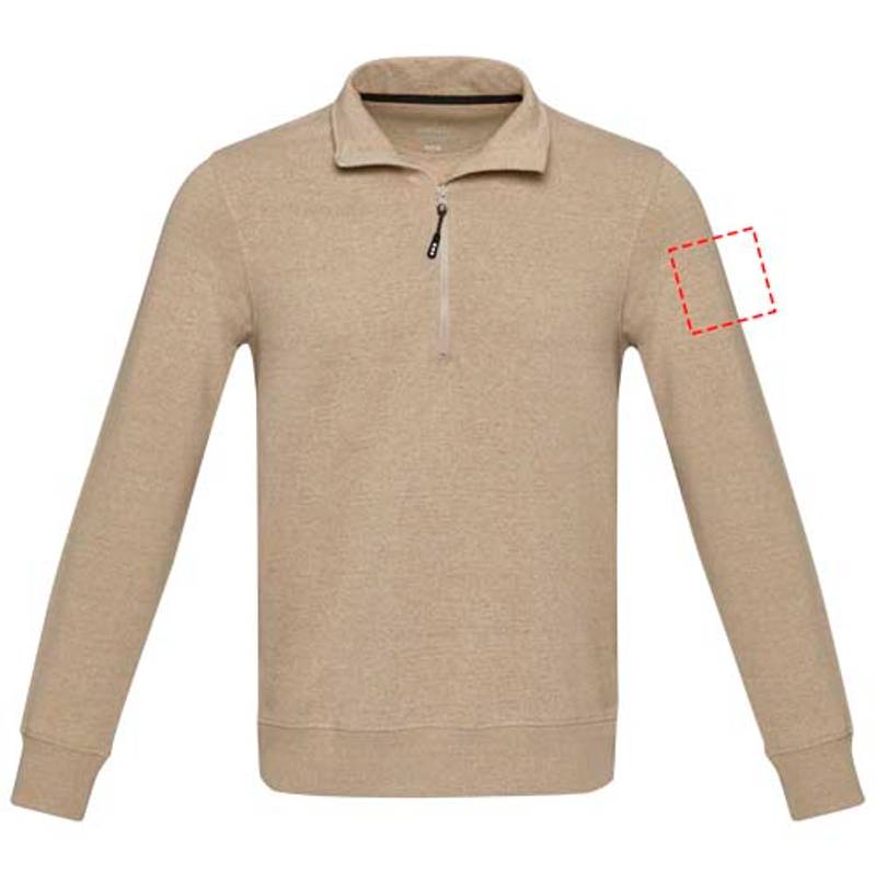 Unisex recyklovaný sveter Aware™ na štvrť zips Tin, hnedá Oatmeal, XS Unisex recyklovaný sveter Aware™ na štvrť zips Tin, hnedá Oatmeal, XS