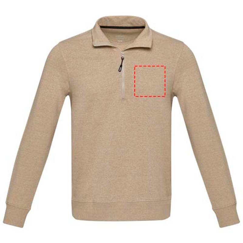 Unisex recyklovaný sveter Aware™ na štvrť zips Tin, hnedá Oatmeal, XS Unisex recyklovaný sveter Aware™ na štvrť zips Tin, hnedá Oatmeal, XS