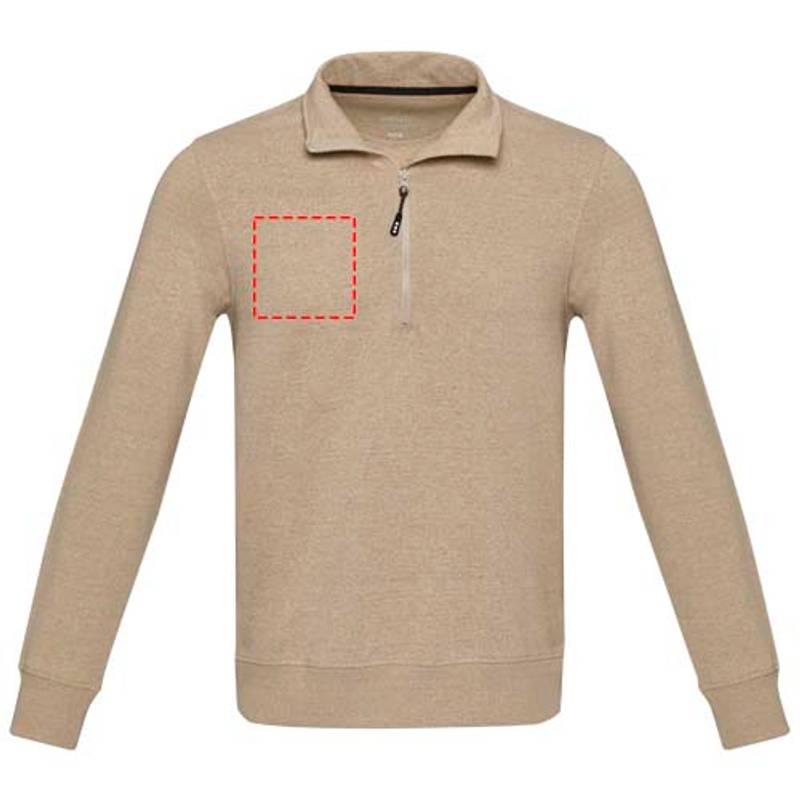 Unisex recyklovaný sveter Aware™ na štvrť zips Tin, hnedá Oatmeal, XS Unisex recyklovaný sveter Aware™ na štvrť zips Tin, hnedá Oatmeal, XS