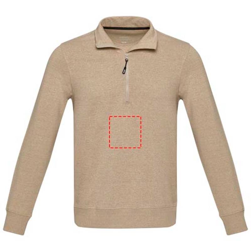 Unisex recyklovaný sveter Aware™ na štvrť zips Tin, hnedá Oatmeal, XS Unisex recyklovaný sveter Aware™ na štvrť zips Tin, hnedá Oatmeal, XS