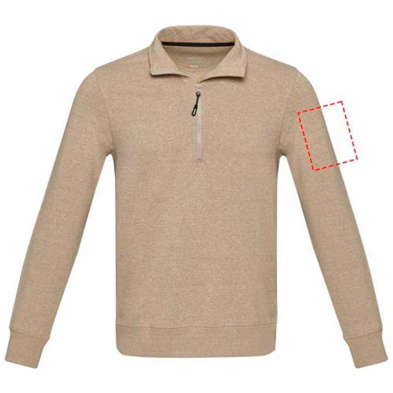 Unisex recyklovaný sveter Aware™ na štvrť zips Tin, hnedá Oatmeal, XS Unisex recyklovaný sveter Aware™ na štvrť zips Tin, hnedá Oatmeal, XS