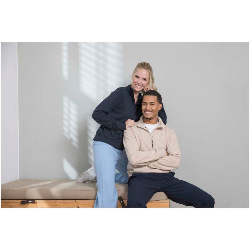 Unisex recyklovaný sveter Aware™ na štvrť zips Tin, hnedá Oatmeal, XS Unisex recyklovaný sveter Aware™ na štvrť zips Tin, hnedá Oatmeal, XS