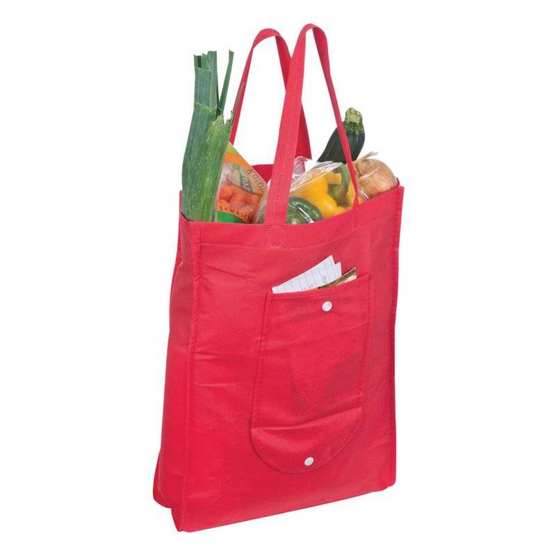 Skládací nákupní taška z netkané textilie, červená Skládací nákupní taška z netkané textilie, červená