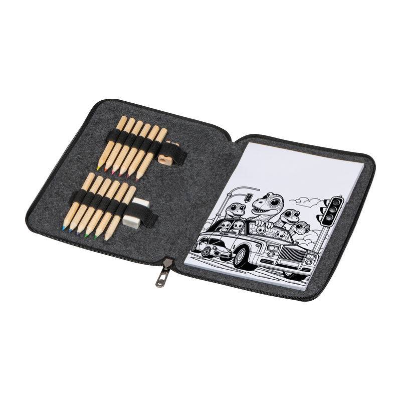 Sada na kreslení v plstěném pouzdře, šedá stříbrná Sada na kreslení v plstěném pouzdře, šedá stříbrná