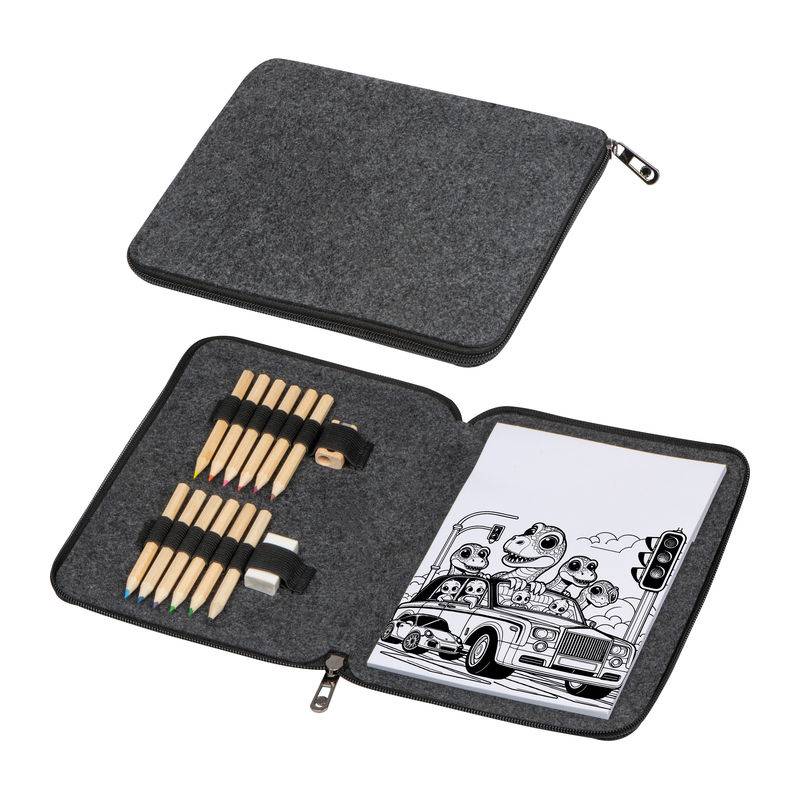 Sada na kreslení v plstěném pouzdře, šedá stříbrná Sada na kreslení v plstěném pouzdře, šedá stříbrná