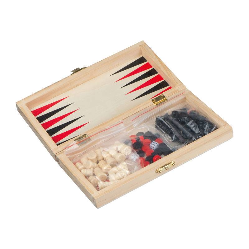 Hra backgammon - šachy - dáma, hnědá béžová Hra backgammon - šachy - dáma, hnědá béžová