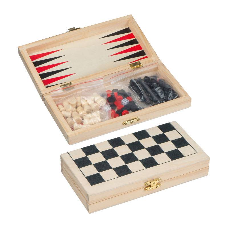 Hra backgammon - šachy - dáma, hnědá béžová Hra backgammon - šachy - dáma, hnědá béžová