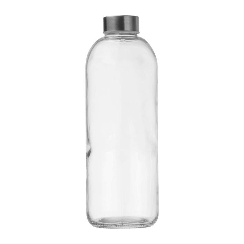 Skleněná láhev v neoprenovém pouzdře 1000 ml, šedá stříbrná Skleněná láhev v neoprenovém pouzdře 1000 ml, šedá stříbrná