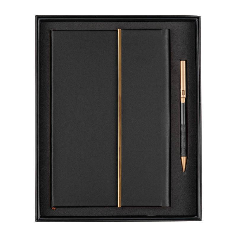 Sada zápisníku A5 a kuličkového pera, černá Sada zápisníku A5 a kuličkového pera, černá