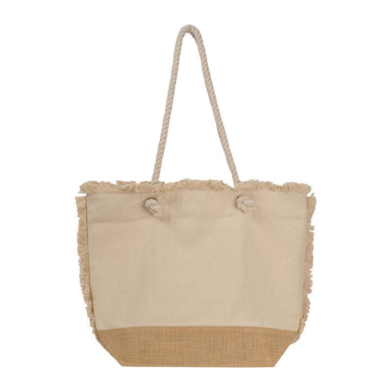 Oeko-Tex® přírodní plážová taška s jutovým dnem, hnědá béžová Oeko-Tex® přírodní plážová taška s jutovým dnem, hnědá béžová