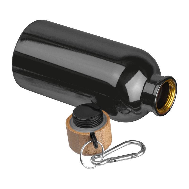 Nerezová fľaša s karabínou, 400 ml, čierna Nerezová fľaša s karabínou, 400 ml, čierna