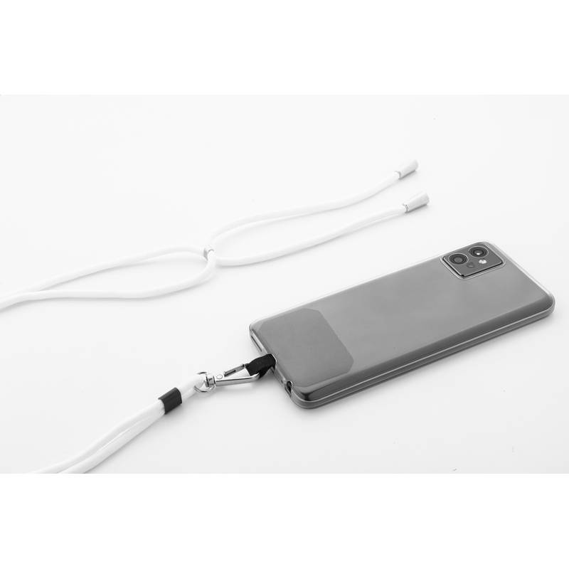 Corphon RPET lanyard na mobil, biela Corphon RPET lanyard na mobil, biela