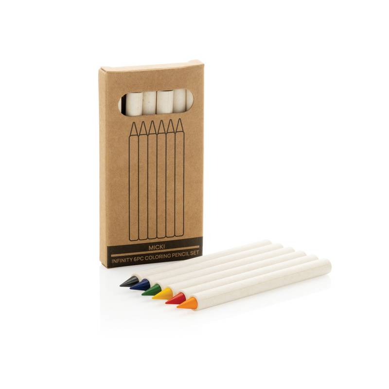 Sada 6ks farebných nekonečných ceruziek Micki GRS, biela Sada 6ks farebných nekonečných ceruziek Micki GRS, biela