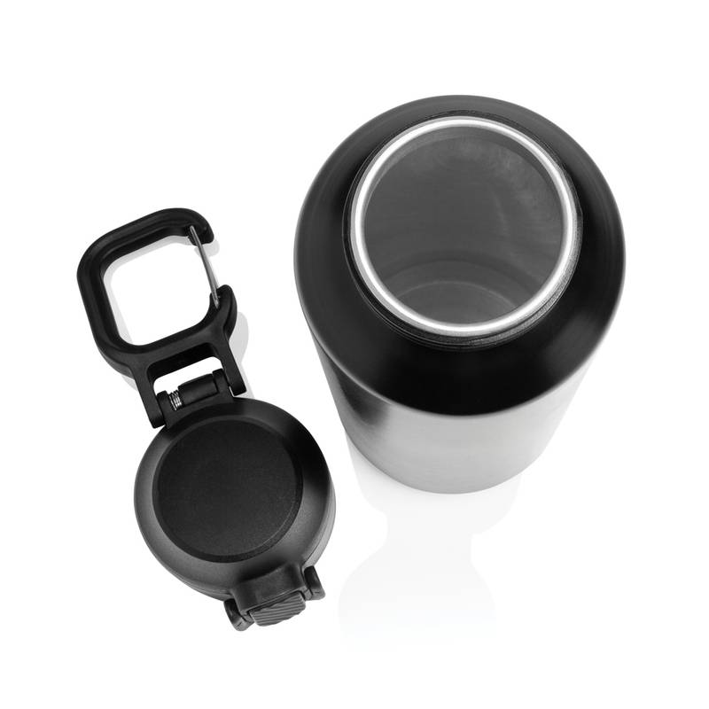 Uzamykateľná športová fľaša Via RCS Re-steel, čierna Uzamykateľná športová fľaša Via RCS Re-steel, čierna