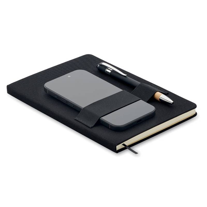 Zápisník A5 RPET s perom, čierna Zápisník A5 RPET s perom, čierna