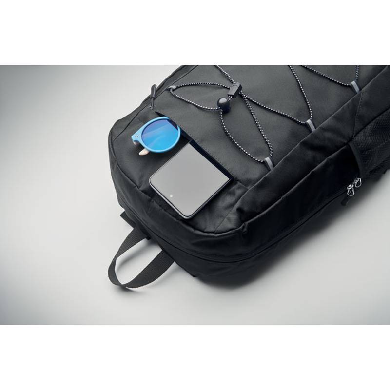 Batoh z polyesteru 600D RPET, černá Batoh z polyesteru 600D RPET, černá