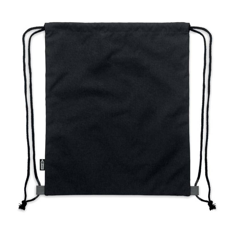 Stahovací RPET PU batoh, černá Stahovací RPET PU batoh, černá