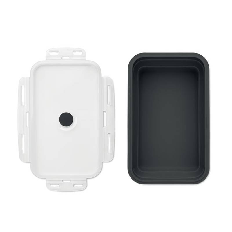 Skládací silikonová obědová krabič, černá Skládací silikonová obědová krabič, černá