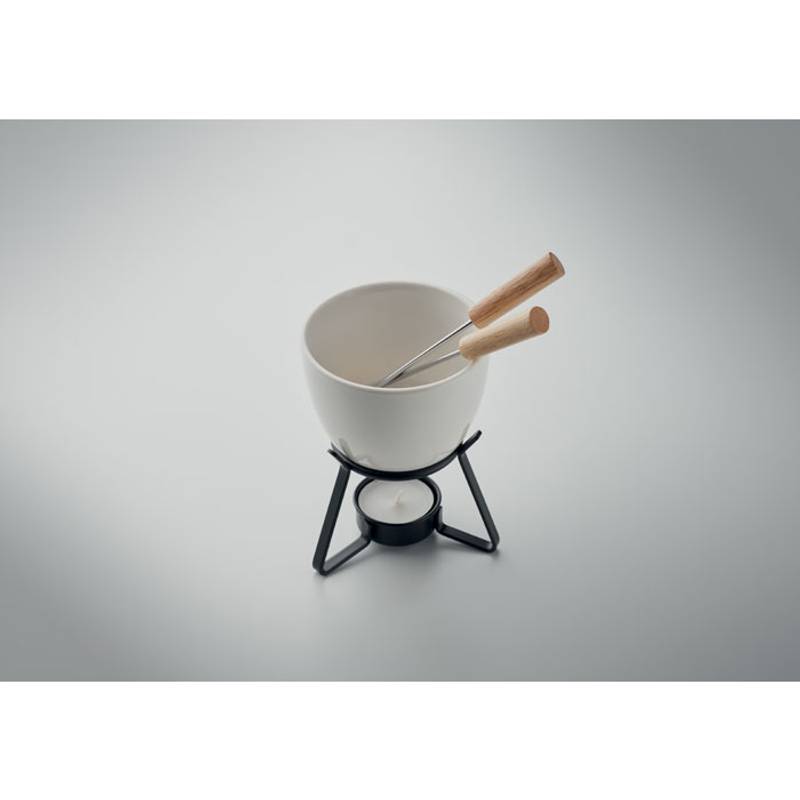 Keramická súprava na fondue, biela Keramická súprava na fondue, biela