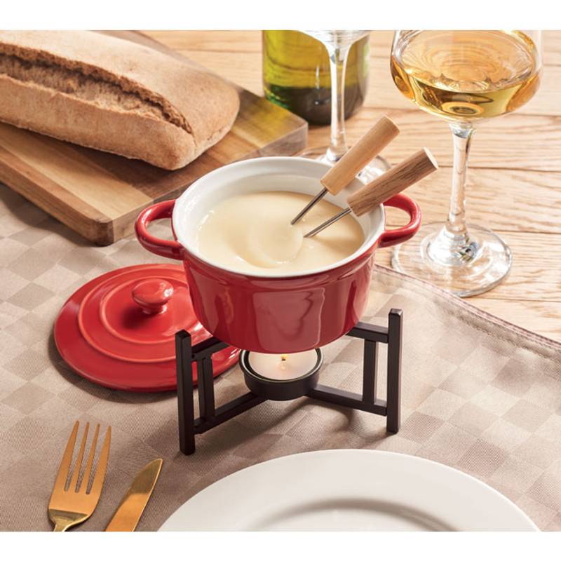 Keramická sada na fondue, červená Keramická sada na fondue, červená