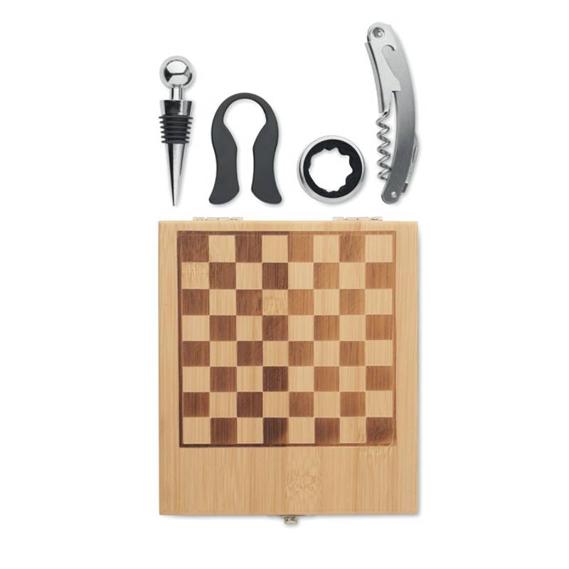 Sada na víno a šachovnice, hnědá Sada na víno a šachovnice, hnědá