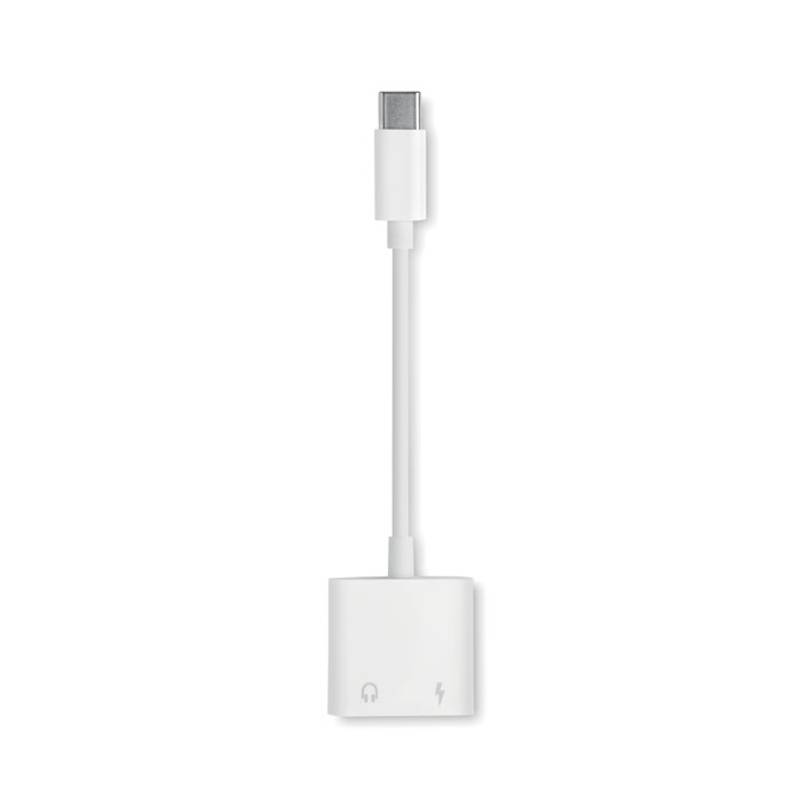 Rozbočovač zvuku type-C z ABS, bílá Rozbočovač zvuku type-C z ABS, bílá