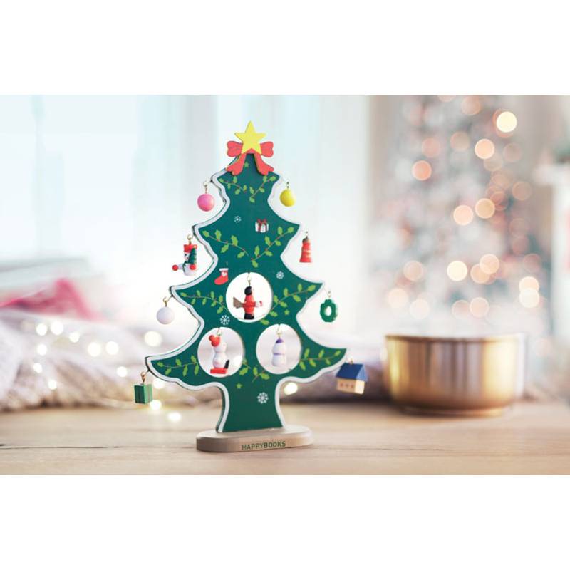 WOODTREE drevený vianočný stromček s ozdobami WOODTREE drevený vianočný stromček s ozdobami