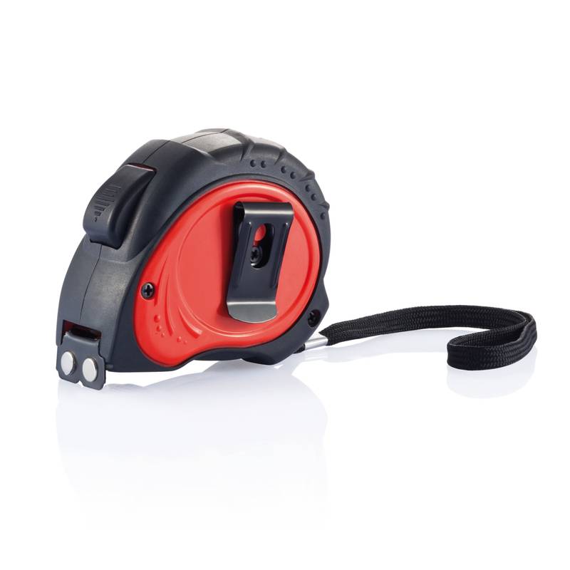 Svinovací metr s klipem, 5m, červená černá Svinovací metr s klipem, 5m, červená černá