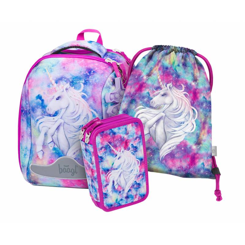 BAAGL SET 3 Shelly Jednorožec: aktovka, penál a sáček BAAGL SET 3 Shelly Jednorožec: aktovka, penál a sáček