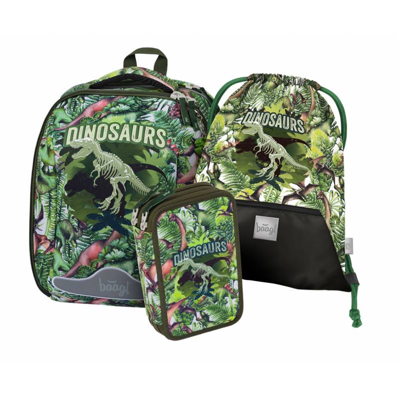 BAAGL SET 3 Shelly Dinosaurus: aktovka, penál a sáček BAAGL SET 3 Shelly Dinosaurus: aktovka, penál a sáček