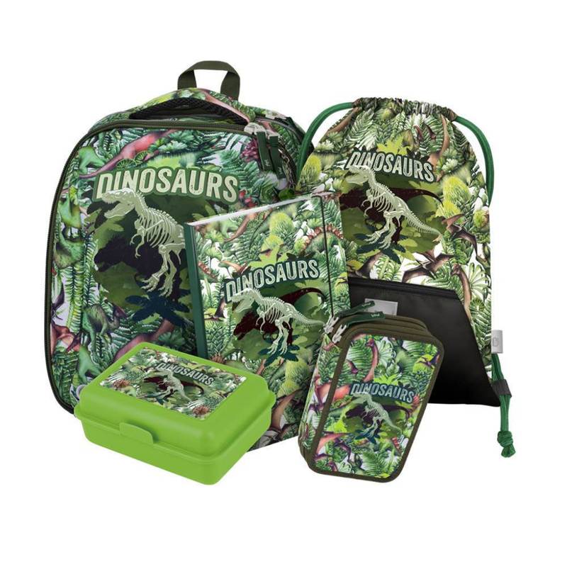 BAAGL SET 5 Shelly Dinosaurus: aktovka, penál, sáček, desky, box BAAGL SET 5 Shelly Dinosaurus: aktovka, penál, sáček, desky, box