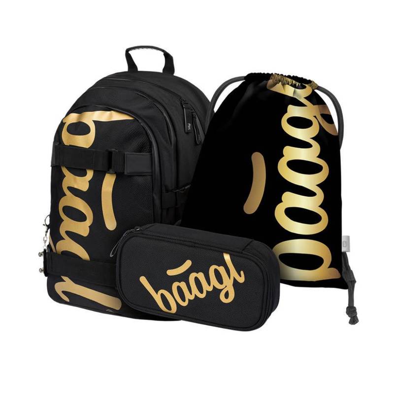 BAAGL SET 3 Skate Gold: batoh, penál a sáček BAAGL SET 3 Skate Gold: batoh, penál a sáček