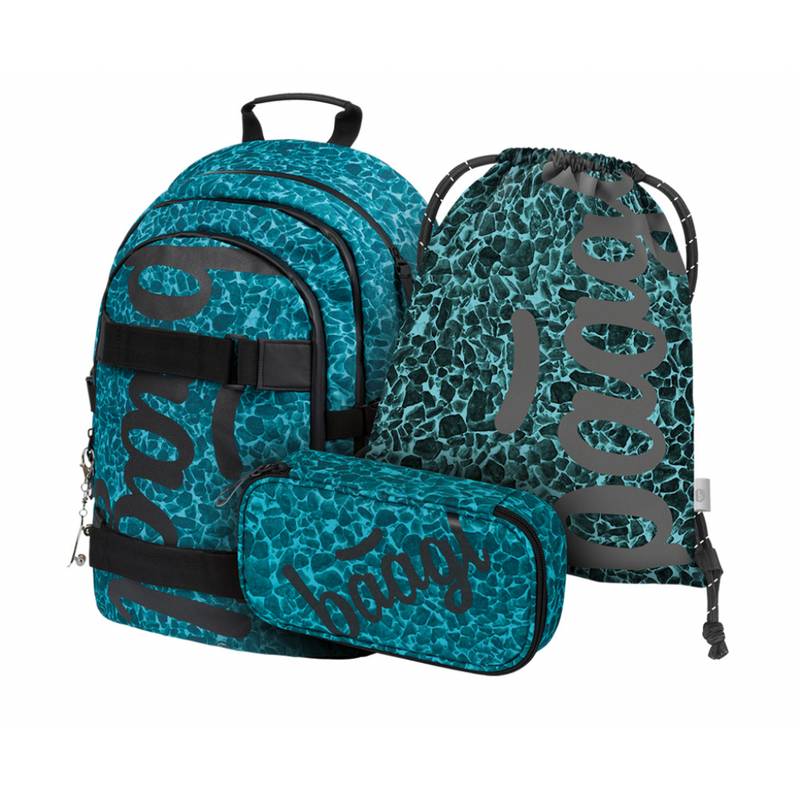 BAAGL SET 3 Skate Aquamarine: batoh, penál a sáček BAAGL SET 3 Skate Aquamarine: batoh, penál a sáček