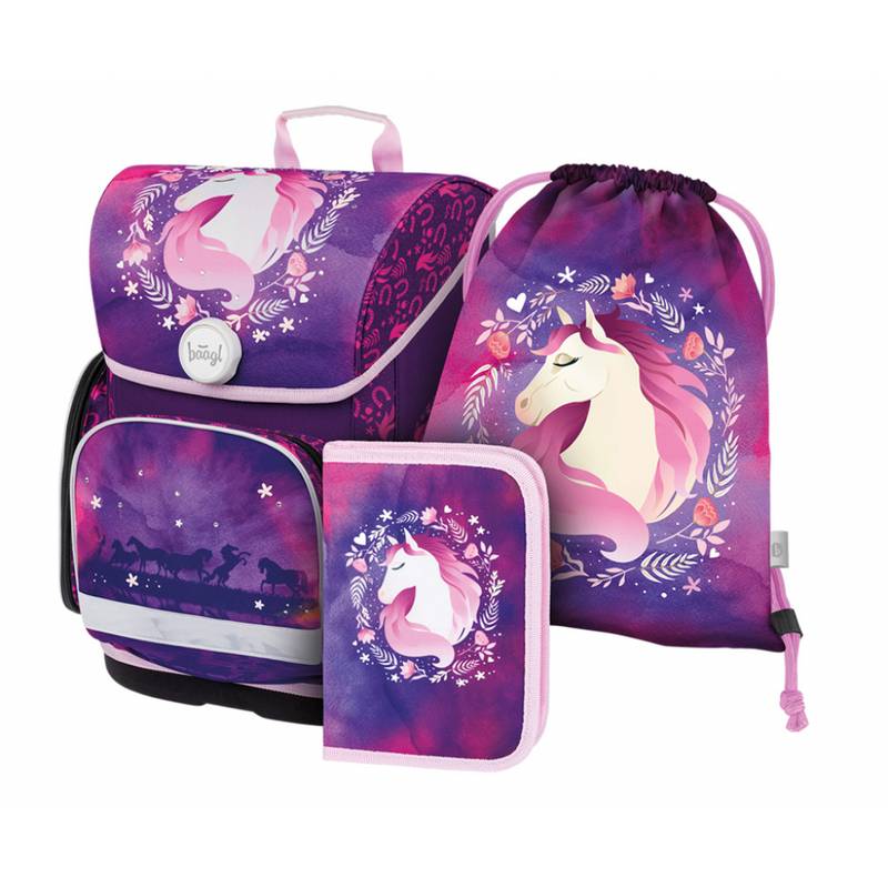 BAAGL SET 3 Ergo Kůň: aktovka, penál, sáček BAAGL SET 3 Ergo Kůň: aktovka, penál, sáček