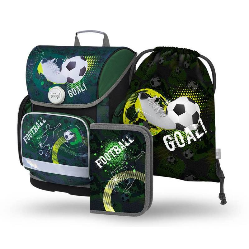 BAAGL SET 3 Ergo Fotbal: aktovka, penál, sáček BAAGL SET 3 Ergo Fotbal: aktovka, penál, sáček