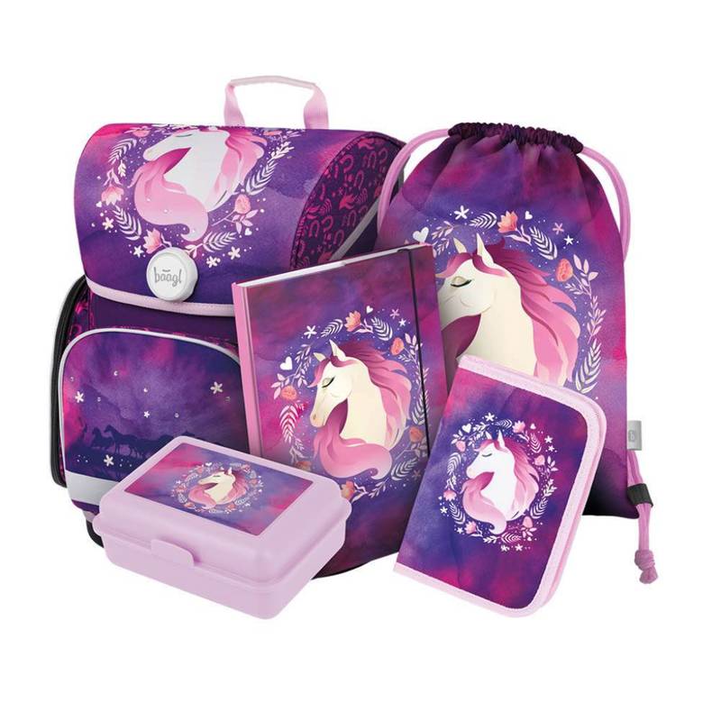 BAAGL SET 5 Ergo Kůň: aktovka, penál, sáček, desky, box BAAGL SET 5 Ergo Kůň: aktovka, penál, sáček, desky, box