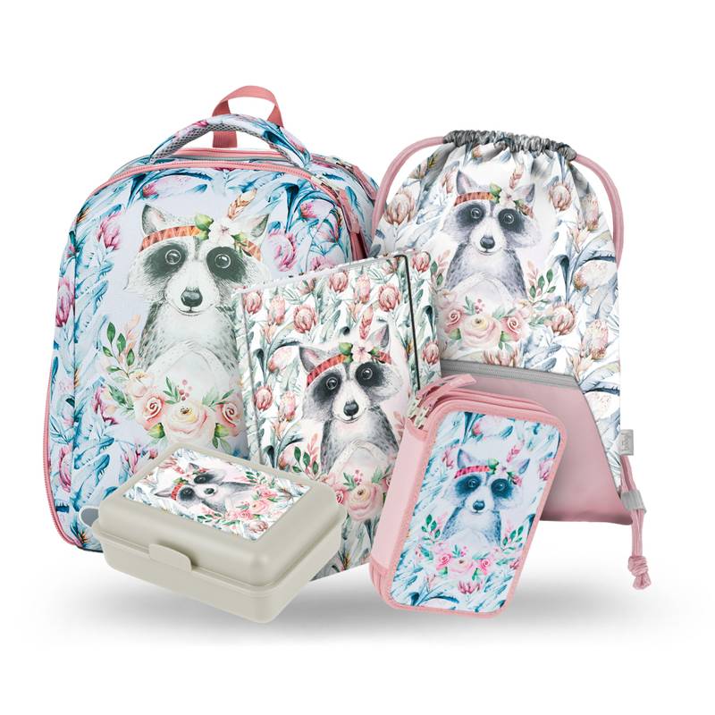 BAAGL SET 5 Shelly Mýval: aktovka, peračník, sáček, desky, box BAAGL SET 5 Shelly Mýval: aktovka, peračník, sáček, desky, box