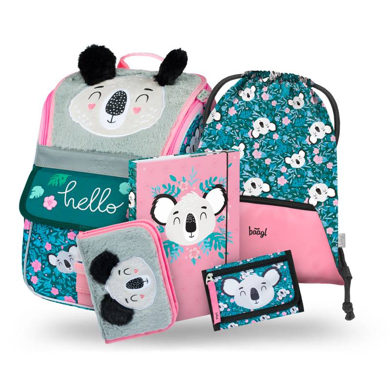 BAAGL SET 5 Zippy Baby Koala: batoh, peračník, vrecko, peňaženka, dosky BAAGL SET 5 Zippy Baby Koala: batoh, peračník, vrecko, peňaženka, dosky